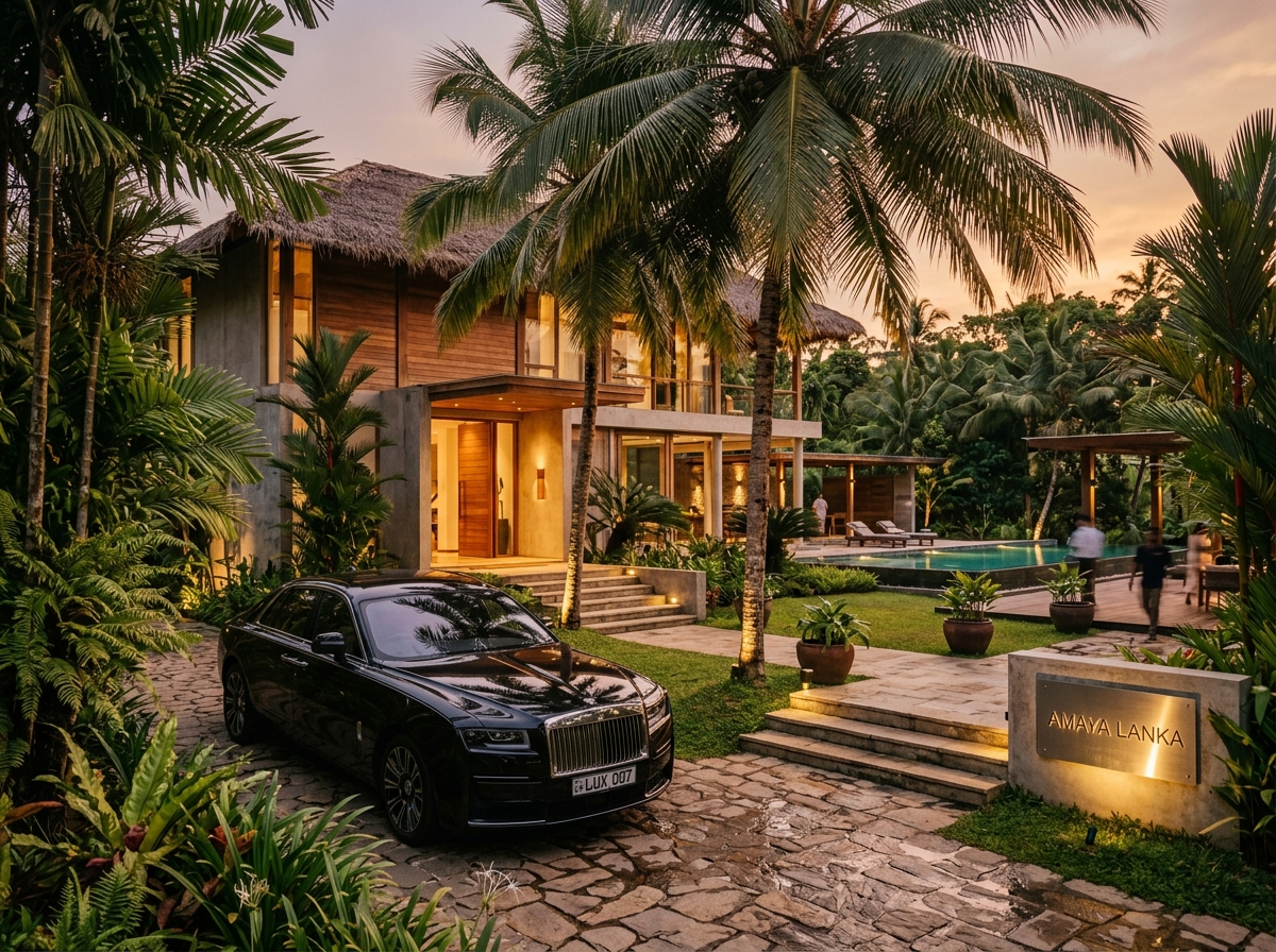 Premium sedan car parked at hotel
